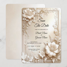 Ivory Flowers Save the Date