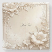 Ivory Flowers Stone Coaster Steinuntersetzer (Vorderseite)