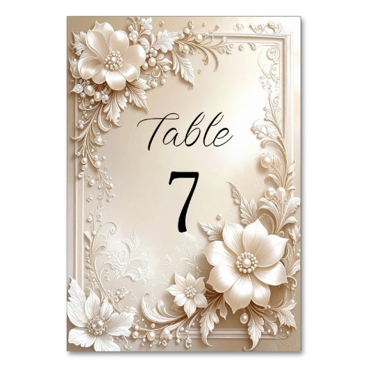 Ivory Flowers Table Number Tischnummer (Rückseite)