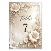 Ivory Flowers Table Number Tischnummer (Vorderseite)
