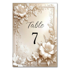 Ivory Flowers Table Number Tischnummer
