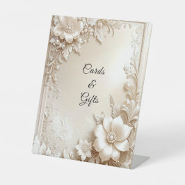 Ivory Flowers Tabletop Signs Sockelschild