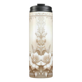 Ivory Flowers Thermal Tumbler Thermosbecher