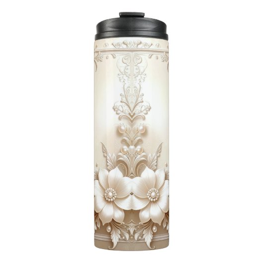 Ivory Flowers Thermal Tumbler Thermosbecher (Vorderseite)