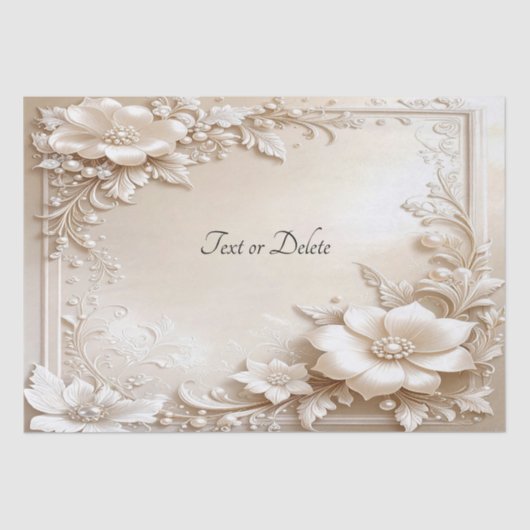 Ivory Flowers Tissue Paper Seidenpapier (Vorderseite)