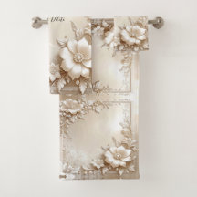Ivory Flowers Towel Set