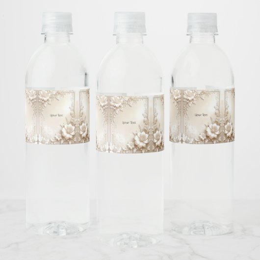 Ivory Flowers Water Bottle Label Wasserflaschenetikett (Flaschen)