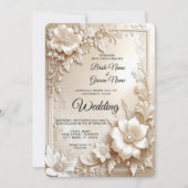 Ivory Flowers Wedding Invitation Einladung (Vorderseite)