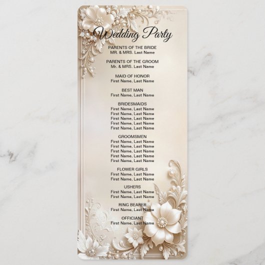 Ivory Flowers Wedding Program Programm (Rückseite)