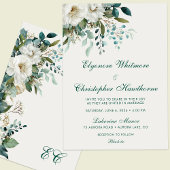 Ivory Forest Teal Script Floral Wedding Einladung