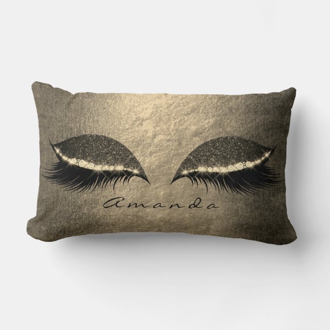 Ivory Foxier Gold Gray Black Custom Glitzer Makeup Lendenkissen (Vorderseite)