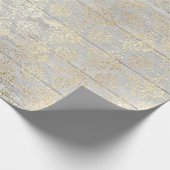 Ivory Foxier Metallic Damask Gold Wood Rustikal Geschenkpapier (Ecke)