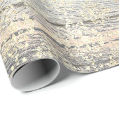 Ivory Foxier Metallic Damask Gold Wood Rustikal Geschenkpapier (Rolleneckpunkt)