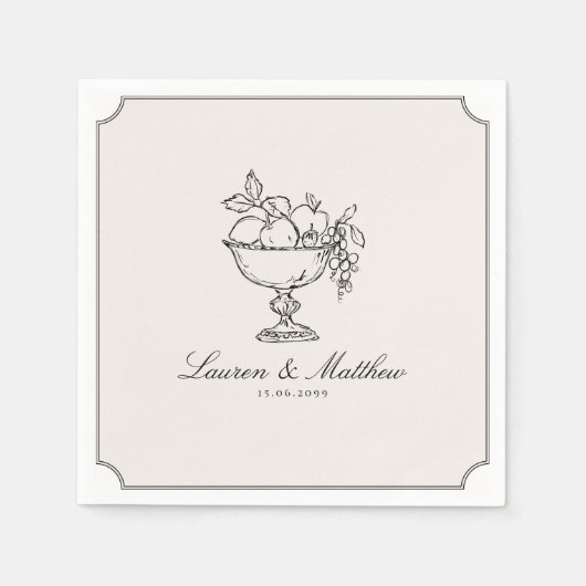 Ivory Fruit Bowl Double Frame Wedding Napkins Serviette (Vorderseite)
