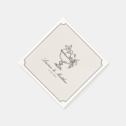 Ivory Fruit Bowl Double Frame Wedding Napkins Serviette (Ecke)
