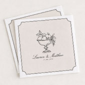 Ivory Fruit Bowl Double Frame Wedding Napkins Serviette