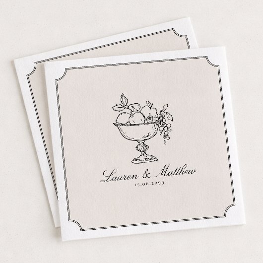 Ivory Fruit Bowl Double Frame Wedding Napkins Serviette