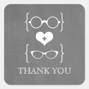 Ivory Geeky Glasses Chalkboard Danke Stickers