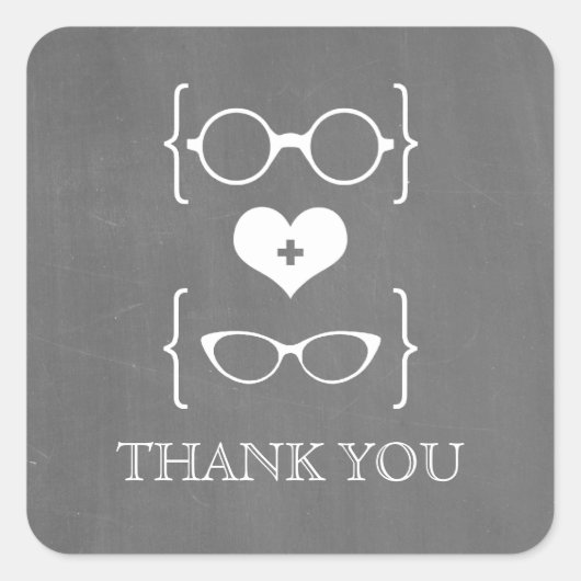 Ivory Geeky Glasses Chalkboard Danke Stickers (Vorderseite)