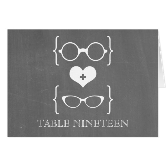Ivory Geeky Glasses Chalkboard Tischnummer Card (Vorderseite (Horizontal))