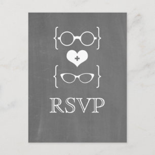 Ivory Geeky Glasses Chalkboard UAWG Postcard Einladungspostkarte