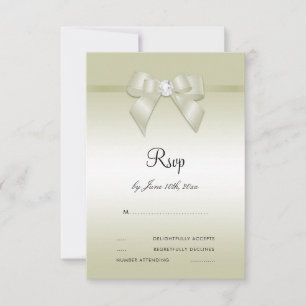 Ivory Gem Bow & Ribbon 14. Hochzeitstag RSVP Karte