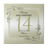 Ivory Gem & Glitzer 14. Hochzeitstag  Fliese (Vorderseite)