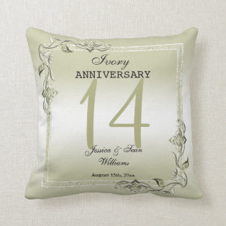 Ivory Gem & Glitzer 14. Hochzeitstag Kissen