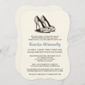 Ivory Glam Shoes Junggeselinnen-Abschied Einladung (Vorne/Hinten)