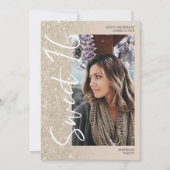 Ivory Glitzer ombre Skript 4 Fotos Sweet 16 Einladung (Vorderseite)