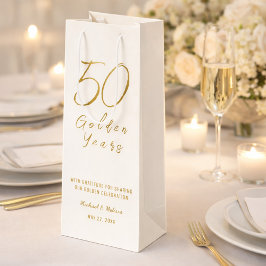 Ivory Gold 50th Golden Years Anniversary  Geschenktüte Für Weinflaschen
