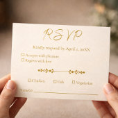 Ivory Gold 50th Wedding Anniversary Response Card RSVP Karte
