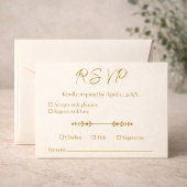 Ivory Gold 50th Wedding Anniversary Response Card RSVP Karte