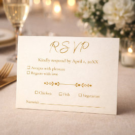 Ivory Gold 50th Wedding Anniversary Response Card RSVP Karte