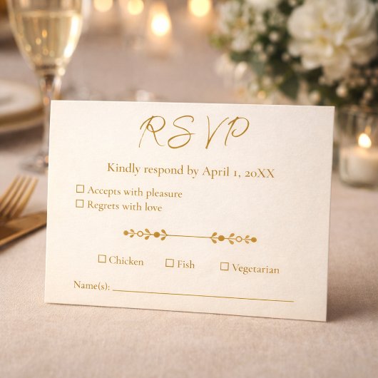 Ivory Gold 50th Wedding Anniversary Response Card RSVP Karte