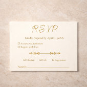 Ivory Gold 50th Wedding Anniversary Response Card RSVP Karte