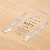 Ivory Gold Agate 50. Geburtstag Arch Acryleinladungen (Ablage )