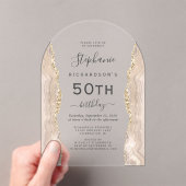 Ivory Gold Agate 50. Geburtstag Arch Acryleinladungen (Insitu (Handheld))