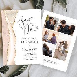 Ivory Gold Agate 5-Foto Save the Date