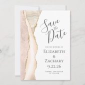 Ivory Gold Agate 5-Foto Save the Date (Vorderseite)