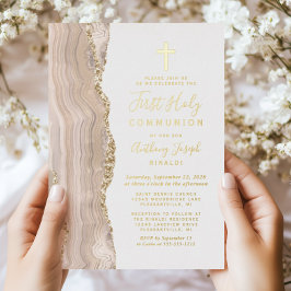 Ivory Gold Agate Erste Heilige Kommune Folieneinladung