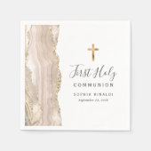 Ivory Gold Agate Erste Heilige Kommune Serviette (Vorderseite)