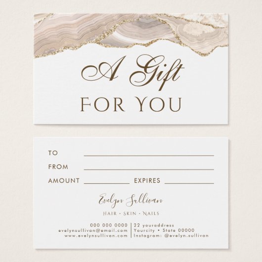 Ivory Gold Agate Gift Card (Vorne & Hinten)