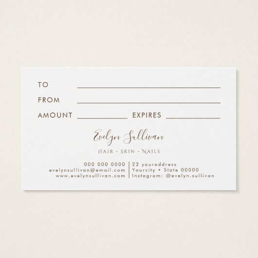 Ivory Gold Agate Gift Card (Rückseite)