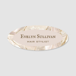 Ivory Gold Agate Name Tag Namensschild