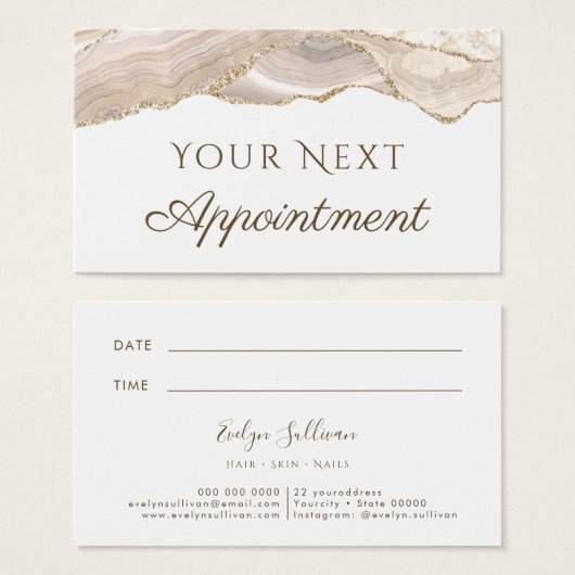 Ivory Gold Agate Terminierungskarte (Vorne & Hinten)