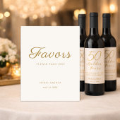 Ivory Gold Anniversary Favors Table Sign Sockelschild