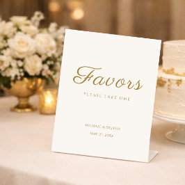 Ivory Gold Anniversary Favors Table Sign Sockelschild