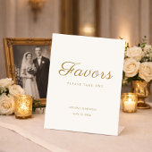 Ivory Gold Anniversary Favors Table Sign Sockelschild