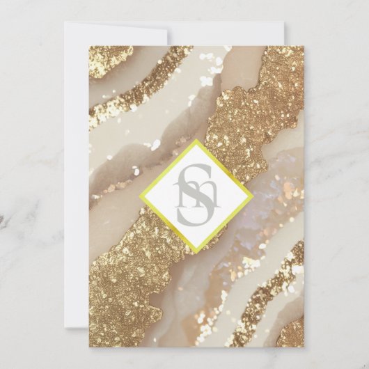 *~ Ivory Gold AR66 QR + UAWG Agate Wedding Einladung (Vorderseite)